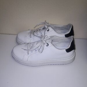 Madden Girl White and Black Sneakers
